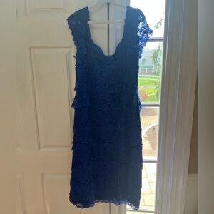 MARINA Royal Blue Lace Midi Dress